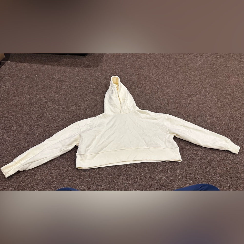 Forever 21 Cream Oversized Cropped Hoodie